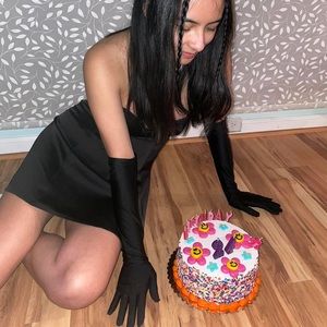 Black corset like bustier dress